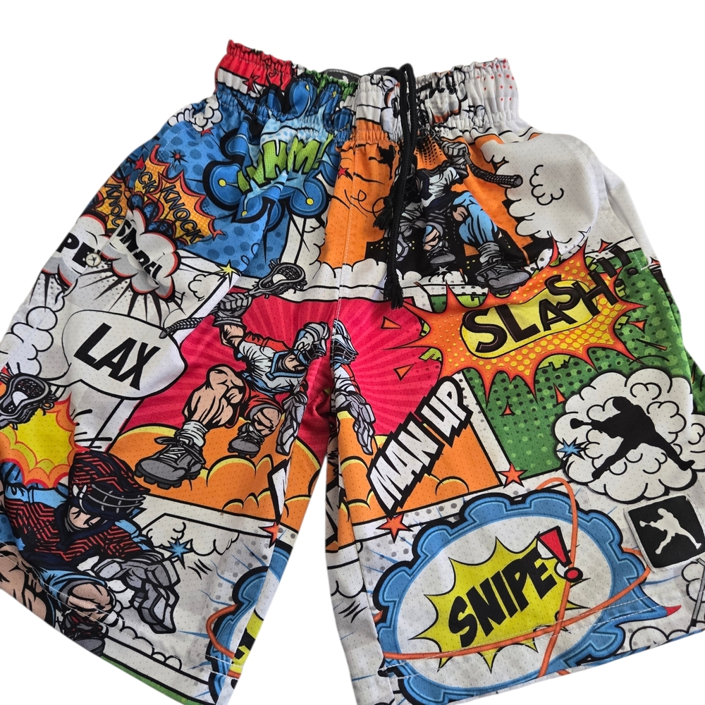 Comic Print Athletic Shorts Butta Sm Lacrosse Limmited Size S
